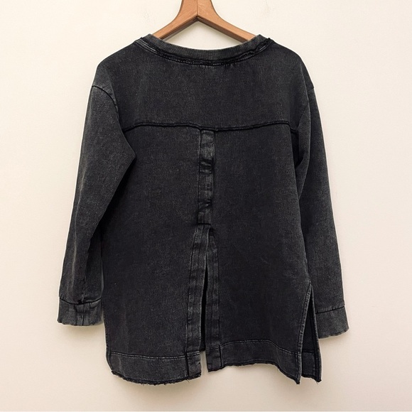 Anthropologie | Pilcro Split Hem Tunic Sweatshirt - Charcoal Gray Pullover EUC - Picture 4 of 9
